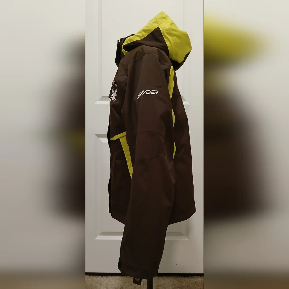 Spyder Brown &‎ Lime Green Ski Winter Snow Coat - Picture 6 of 16